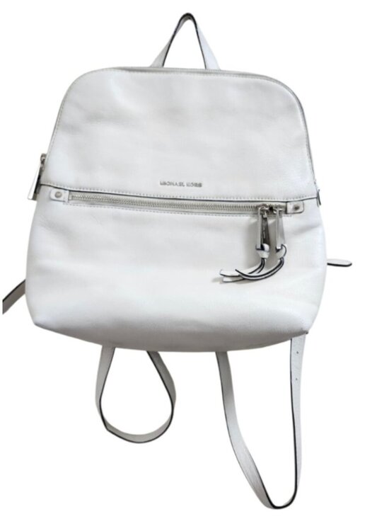 Michael Kors White Leather Backpack Women MK Gold Hardware Medium Travel Work main image 12